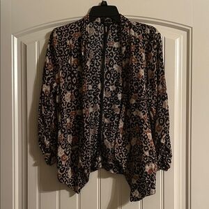 Leopard Print Open Front Cardigan